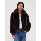 Gap Kadın Koyu Kahverengi Faux-Fur Bomber Ceket - XL