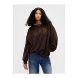 GAP Kadın Koyu Kahverengi Sherpa Logo Tunik Sweatshirt
