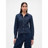 Gap Kadın Koyu Mavi Denim Fitted Crop Gömlek - XS