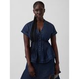 Gap Kadın Koyu Mavi Gap × Hfr Denim Peplum Gömlek By Igdalyah - 6