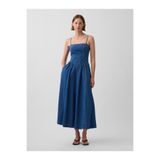 Gap Kadın Koyu Mavi Strapless Denim Maxi Elbise