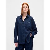 Gap Kadın Koyu Mavi Ultrasoft Denim Big Gömlek