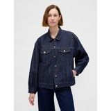 Gap Kadın Koyu Mavi Ultrasoft Oversized Balon Kol Icon Denim Ceket - XL