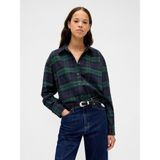 Gap Kadın Koyu Yeşil Flannel Straight-Hem Crop Gömlek