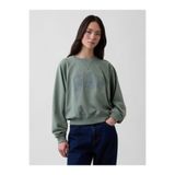 GAP Kadın Koyu Yeşil Fransız Havlu Kumaş Raglan Logo Sweatshirt