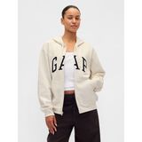 Gap Kadın Krem Gap Logo Relaxed Fleece Fermuarlı Sweatshirt - XL