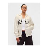 GAP Kadın Krem Logo Relaxed Fleece Fermuarlı Sweatshirt