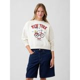GAP Kadın Krem Peanuts Oversized Wedge Bisiklet Yaka Sweatshirt