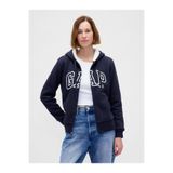 GAP Kadın Lacivert Relaxed Logo Sherpa-Astarlı Fermuarlı Sweatshirt