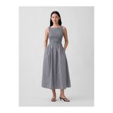 Gap Kadın Lacivert Smocked Boatneck Maxi Elbise