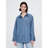 GAP Kadın Mavi Chambray Denim Oversize Gömlek
