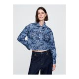 GAP Kadın Mavi Crop Floral Denim Icon Ceket
