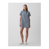 GAP Kadın Mavi Denim Çizgili Popover Mini Elbise
