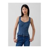 GAP Kadın Mavi Denim Fitted Peplum Bluz