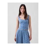 GAP Kadın Mavi Eyelet Crop Büstiyer Bluz