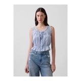 GAP Kadın Mavi Eyelet Tie-Front Crop Peplum Bluz