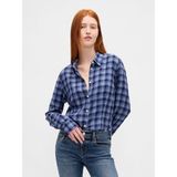 Gap Kadın Mavi Flannel Dar Kesim Ekose Gömlek - XS