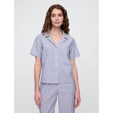 Gap Kadın Mavi Gapbody Poplin Kısa Kollu Pijama Üstü - XL