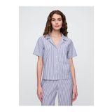 GAP Kadın Mavi GapBody Poplin Kısa Kollu Pijama Üstü