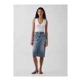 GAP Kadın Mavi High Rise Denim Midi Kalem Etek