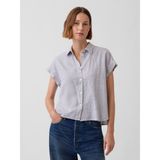 GAP Kadın Mavi Keten Karışımı Oversize Gömlek