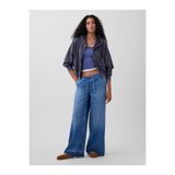 GAP Kadın Mavi Mid Rise UltraSoft Easy Baggy Jean Pantolon