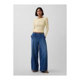 GAP Kadın Mavi Mid Rise UltraSoft Easy Seamed Baggy Jean Pantolon