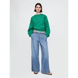 GAP Kadın Mavi Mid Rise UltraSoft Pileli Baggy Jean Pantolon