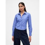 Gap Kadın Mavi Organik Pamuk Fitted Crop Gömlek - XS