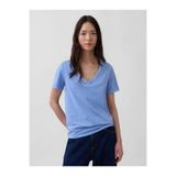 GAP Kadın Mavi Organik Pamuk VintageSoft V-Yaka T-Shirt