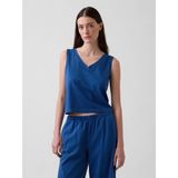 Gap Kadın Mavi Triko Crop Atlet - 2XL