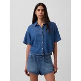 Gap Kadın Mavi Ultrasoft Denim Oversized Kamp Gömlek - XS