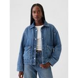 Gap Kadın Mavi Yastıklı Denim Gömlek Ceket - XL