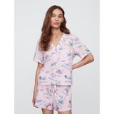 Gap Kadın Pembe GapBody Poplin Kısa Kollu Pijama Üstü - XS