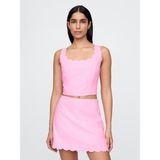 GAP Kadın Pembe Keten Karışımlı Crop Askılı Bluz