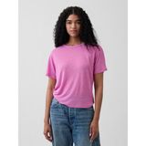 GAP Kadın Pembe Keten Karışımlı Relaxed T-Shirt