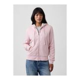 GAP Kadın Pembe Relaxed Logo Sherpa-Astarlı Fermuarlı Sweatshirt