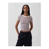 GAP Kadın Pembe Ribbed Logo Baby Crop T-Shirt