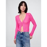 Gap Kadın Pembe Transparan Fitilli Bağcıklı Crop Triko Hırka