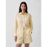 Gap Kadın Sarı 100% Keten Oversize Gömlek - XS