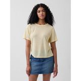 Gap Kadın Sarı Keten Karışımlı Relaxed T-Shirt - XL