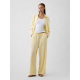 GAP Kadın Sarı Relaxed Keten Karışımlı Wide-Leg Pantolon