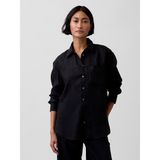 GAP Kadın Siyah 100% Keten Oversize Gömlek