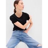 GAP Kadın Siyah %100 Pamuk VintageSoft Bisiklet Yaka T-Shirt