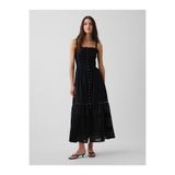 Gap Kadın Siyah Eyelet Tiered Maxi Elbise