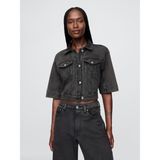 Gap Kadın Siyah Heavyweight Fransız Havlu Kumaş Denim Kısa Ceket - XS