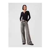 GAP Kadın Siyah High Rise Stride Wide-Leg Jean Pantolon