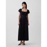 Gap Kadın Siyah Keten Karışımı Drop-Waist Maxi Elbise - XL