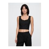 GAP Kadın Siyah Keten Karışımlı Crop Askılı Bluz