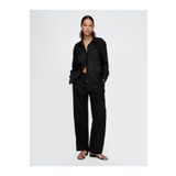 GAP Kadın Siyah Keten Karışımlı Easy Wide Leg Pantolon